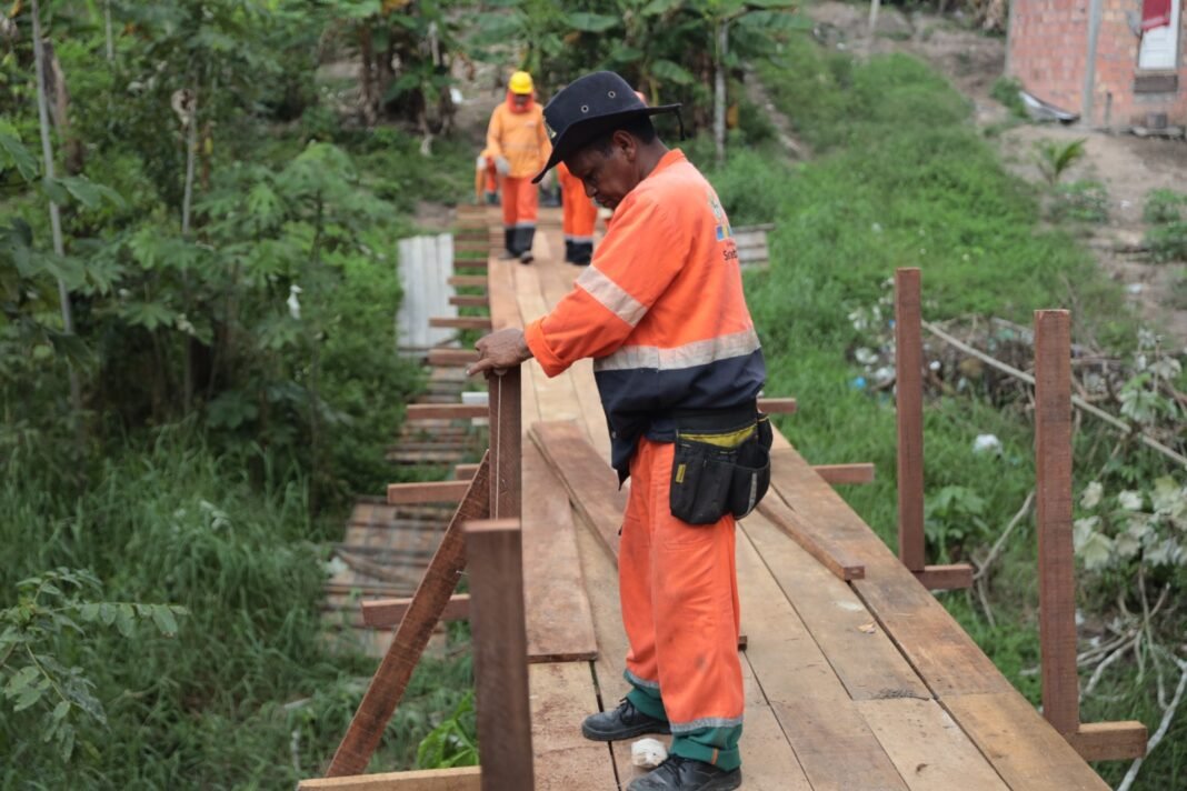 Construção de ponte de madeira (2)