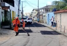 Prefeitura de Manaus avança com recuperação asfáltica no bairro Colônia Santo Antônio e fortalece mobilidade na zona Norte