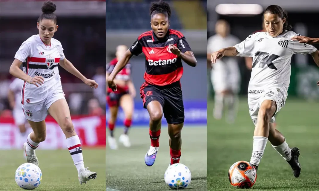 Prêmio TV Brasil Petrobras Para Elas anuncia finalistas à revelação São Paulo (SP), 19/10/2026 - Jogadoras de futebol Isa, Kaylane e Evelin, finalistas ao prêmio TV Brasil Petrobras . Foto: Arte/Agência Brasil