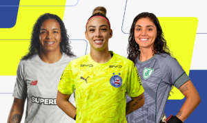 Finalistas à categoria goleira do Prêmio TV Brasil Petrobras Para Elas - Carlinha (São Paulo), Yanne (bahia), SandY (América-MG), Finalistas, prêmio, Para Elas - 2026