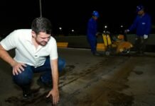 Prefeito Renato Junior vistoria troca de juntas de dilatação em viaduto sem manutenção há mais de 30 anos Prefeitura de Manaus